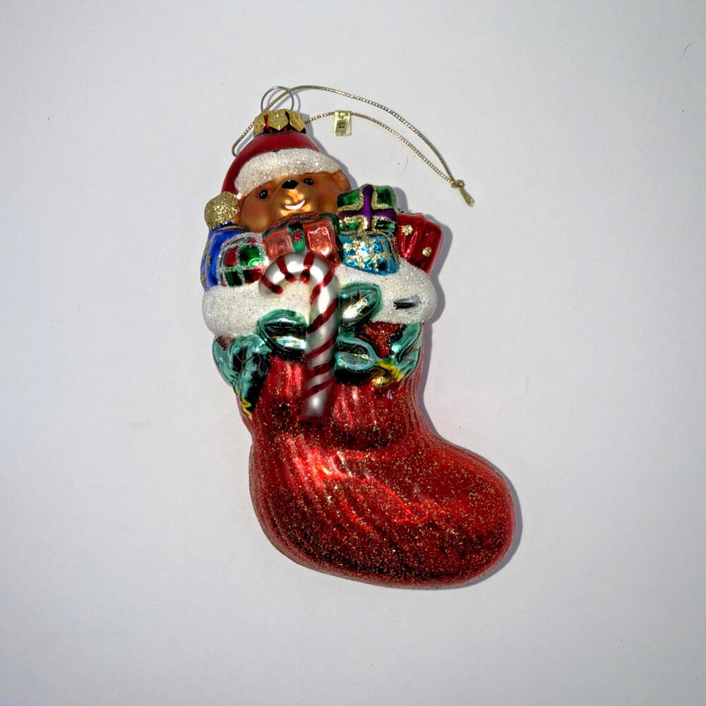 Vintage AS IS Used Christopher Radko Stuffing Bear  Christmas Holiday Ornament